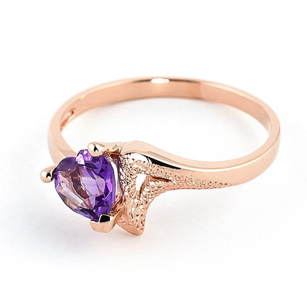 14K. SOLID GOLD RING WITH NATURAL AMETHYST - Picture 8 of 10